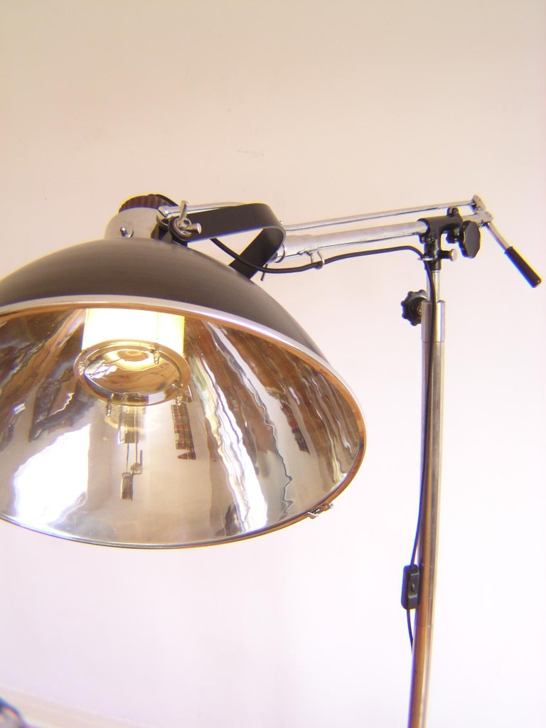 German Vintage Industrial Adjustable Floor Lamp, 1950s For Sale