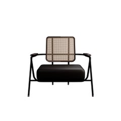 Industrieller Sessel DUV mit Armlehnen Kakao Leder handgefertigt von Murmurio