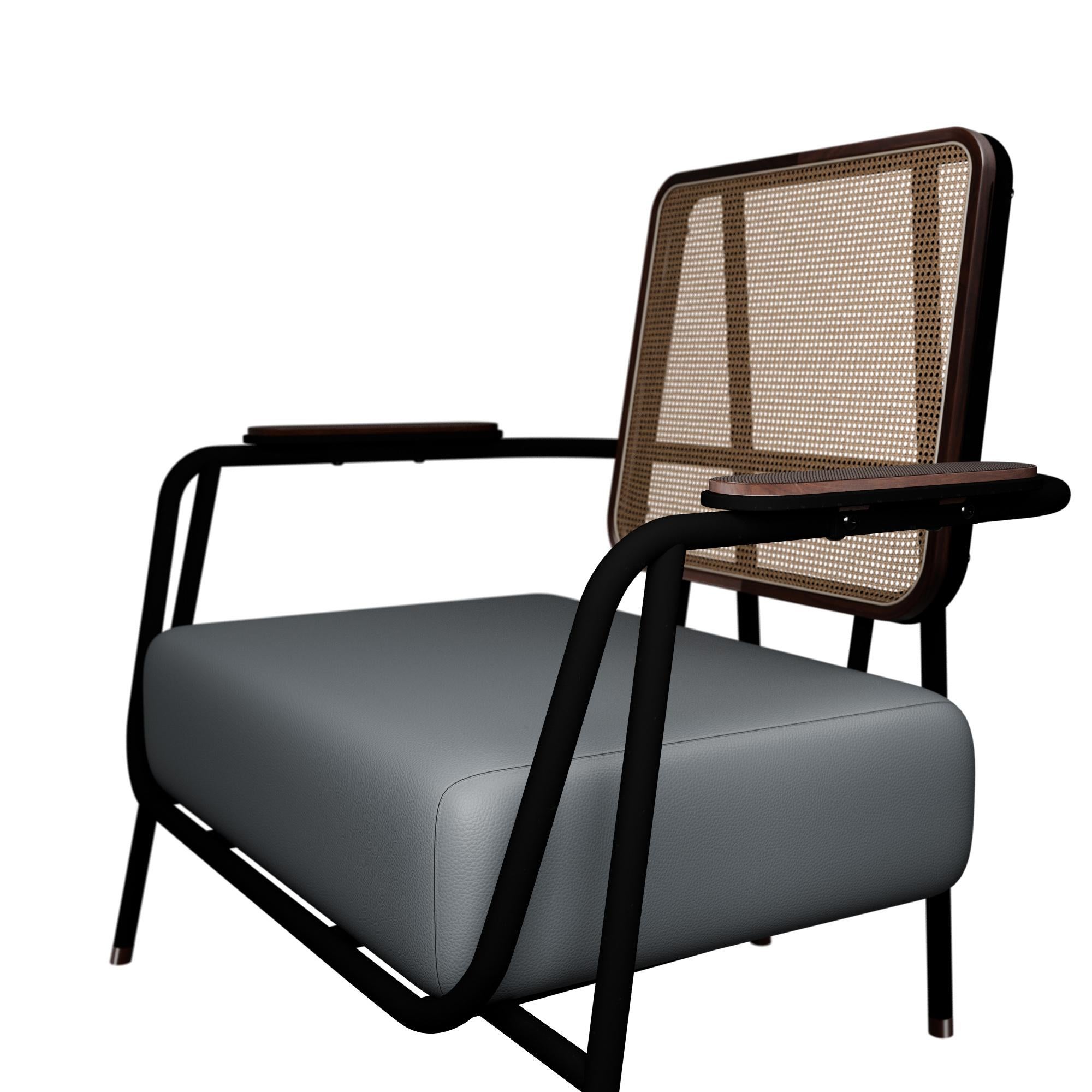 Industrial armchair DUV with arms Concrete leather handcrafted by Murmurio In New Condition For Sale In Lordelo, PT