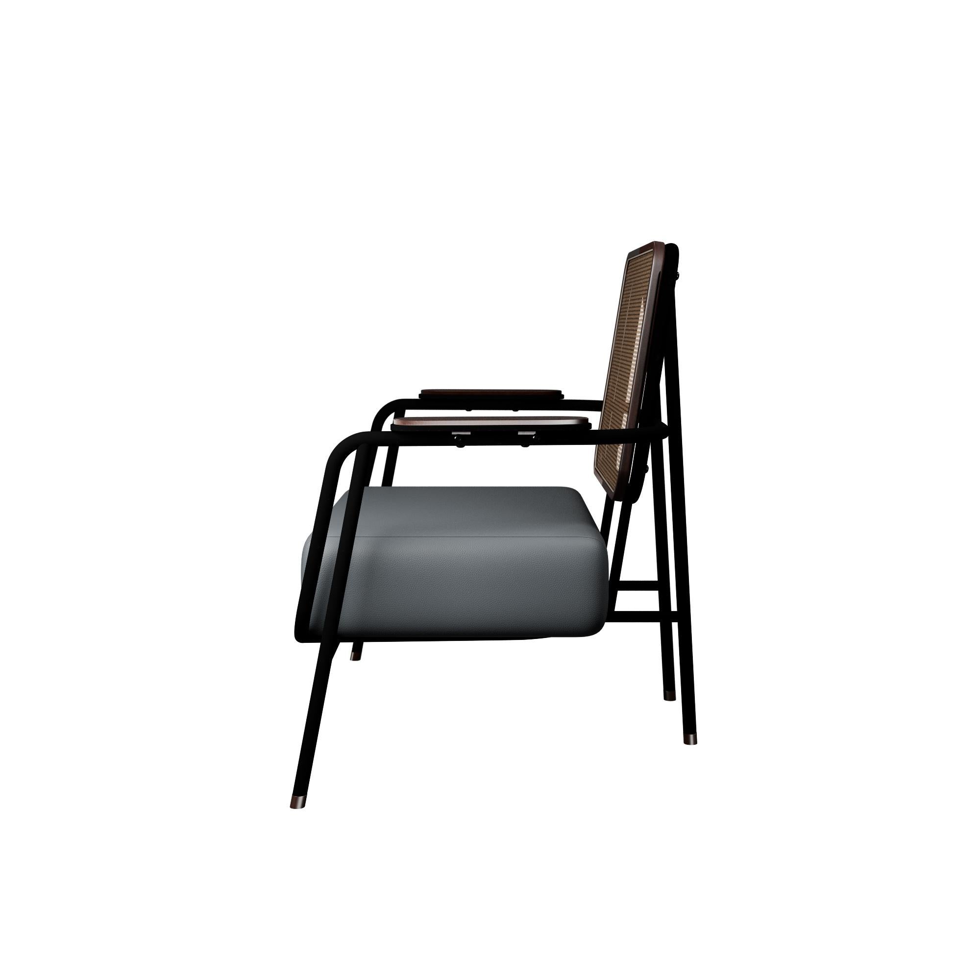 Contemporary Industrial armchair DUV with arms Concrete leather handcrafted by Murmurio For Sale