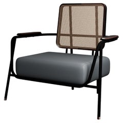 Industrial armchair DUV with arms Concrete leather handcrafted by Murmurio