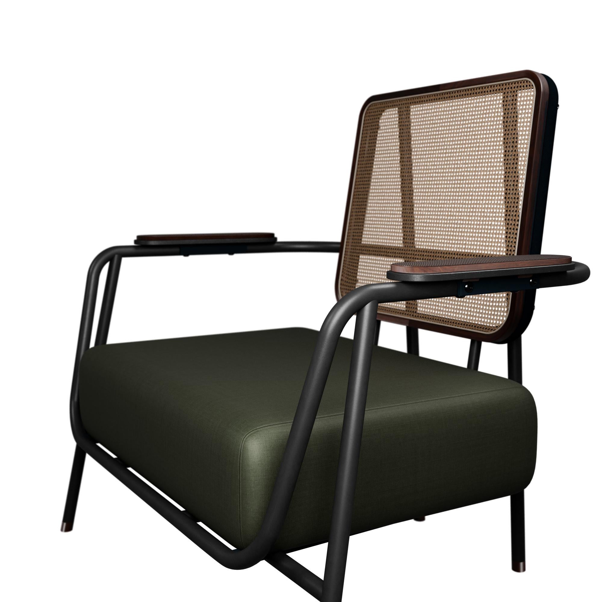 Industrial armchair DUV with arms Forest Velvet handcrafted by Murmurio In New Condition For Sale In Lordelo, PT