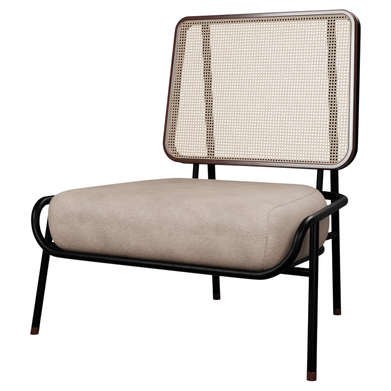 Industrial armchair DUV without arms Cream leather handcrafted by Murmurio