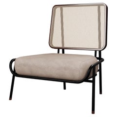 Fauteuil industriel DUV sans bras Cuir crème fabriqué à la main par Murmurio