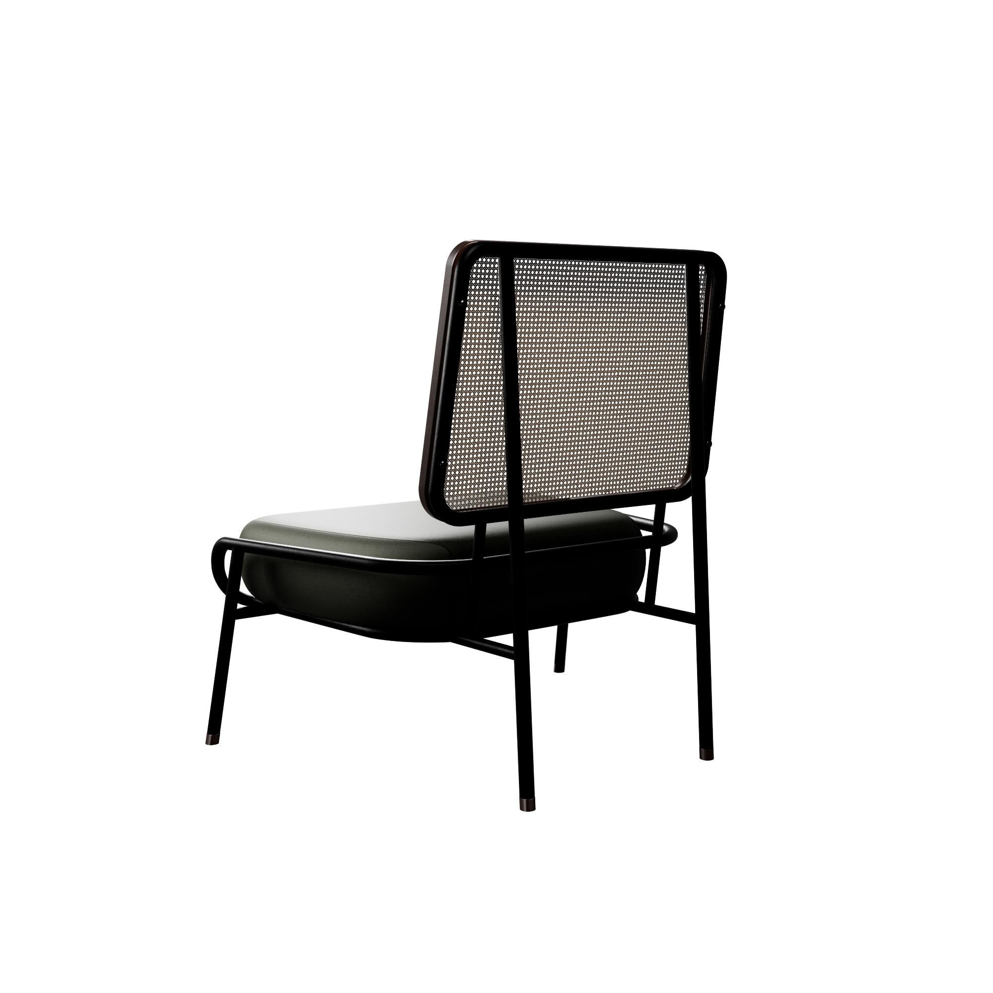 Portuguese Industrial armchair DUV without arms Forest velvet handcrafted by Murmurio For Sale
