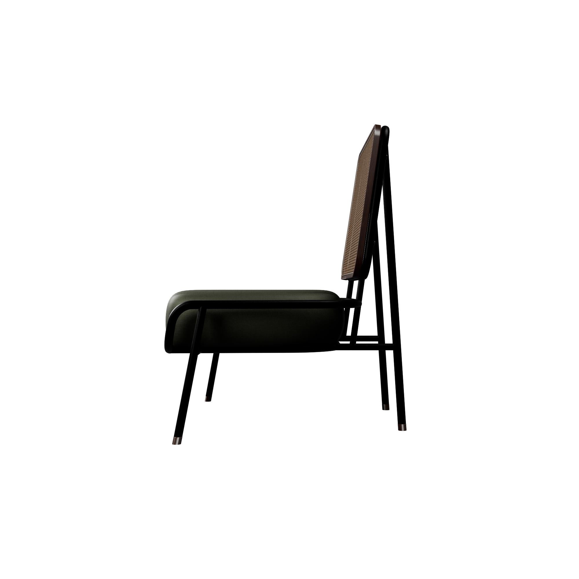 Contemporary Industrial armchair DUV without arms Forest velvet handcrafted by Murmurio For Sale