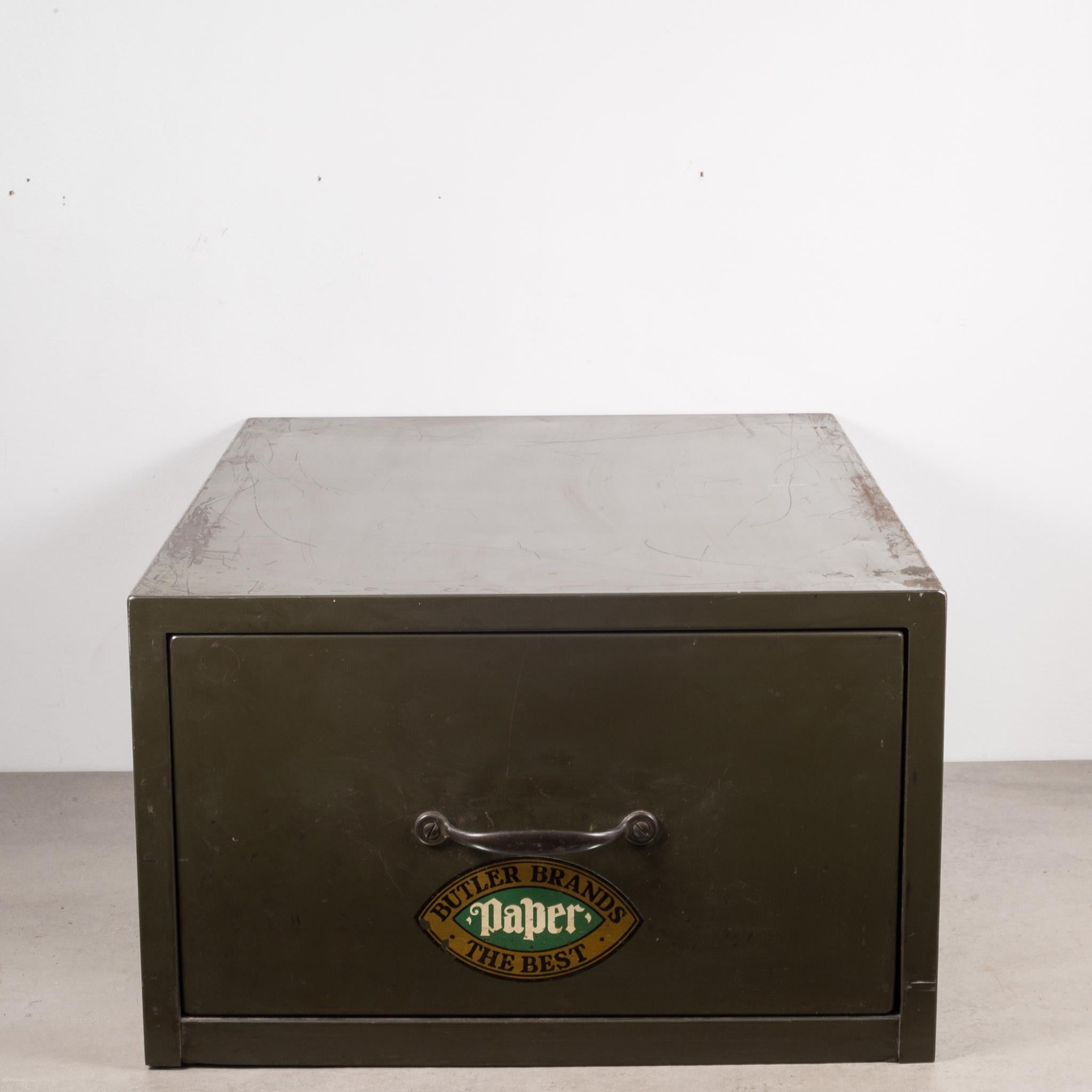 Industrial Army Green Factory Cabinet, circa 1940 1
