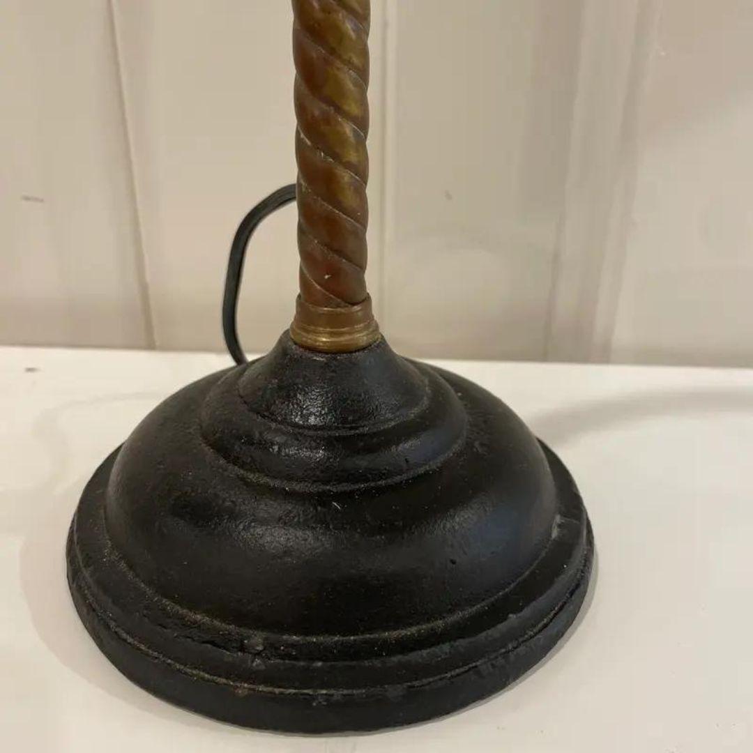 Industrial Art Deco Antique Desk Lamp With Goose Neck Shade Early 20th Century In Good Condition For Sale In Cookeville, TN