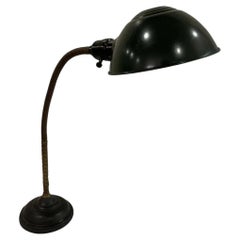 Industrial Art Deco Vintage Desk Lamp With Goose Neck Shade Early 20th Century