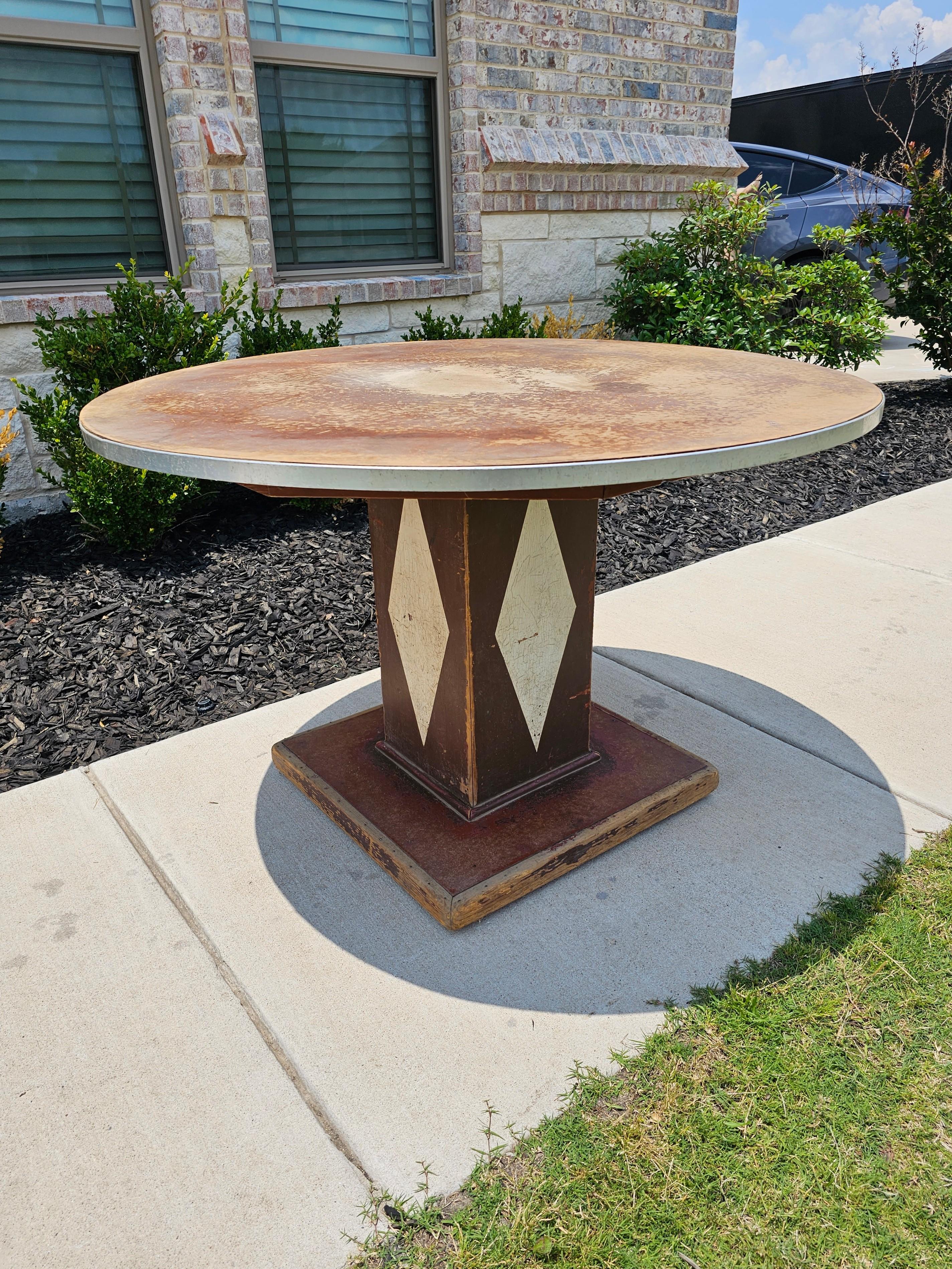 Industrial Art Deco Round Retail Store Display Table For Sale 8
