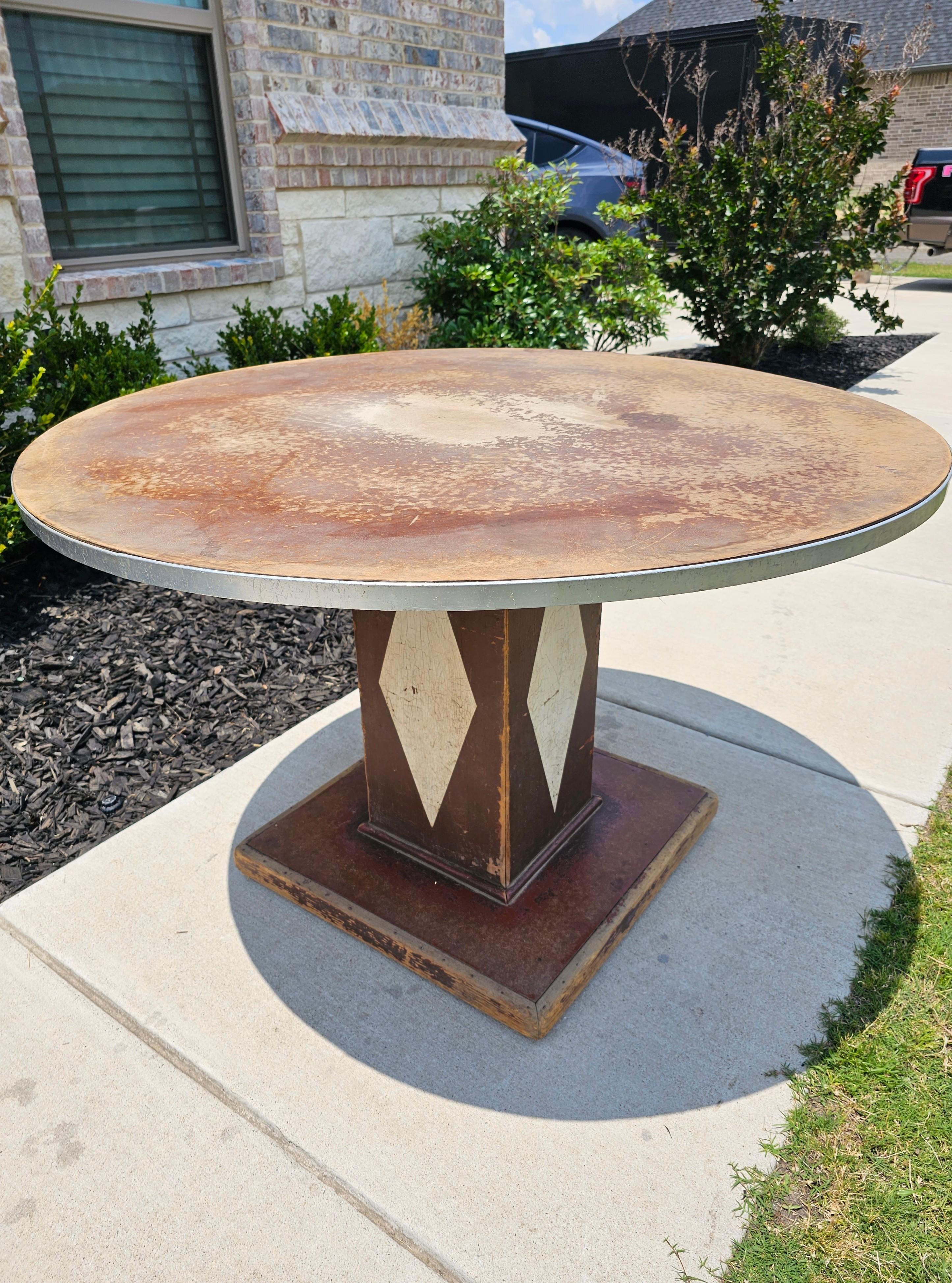 Industrial Art Deco Round Retail Store Display Table For Sale 9