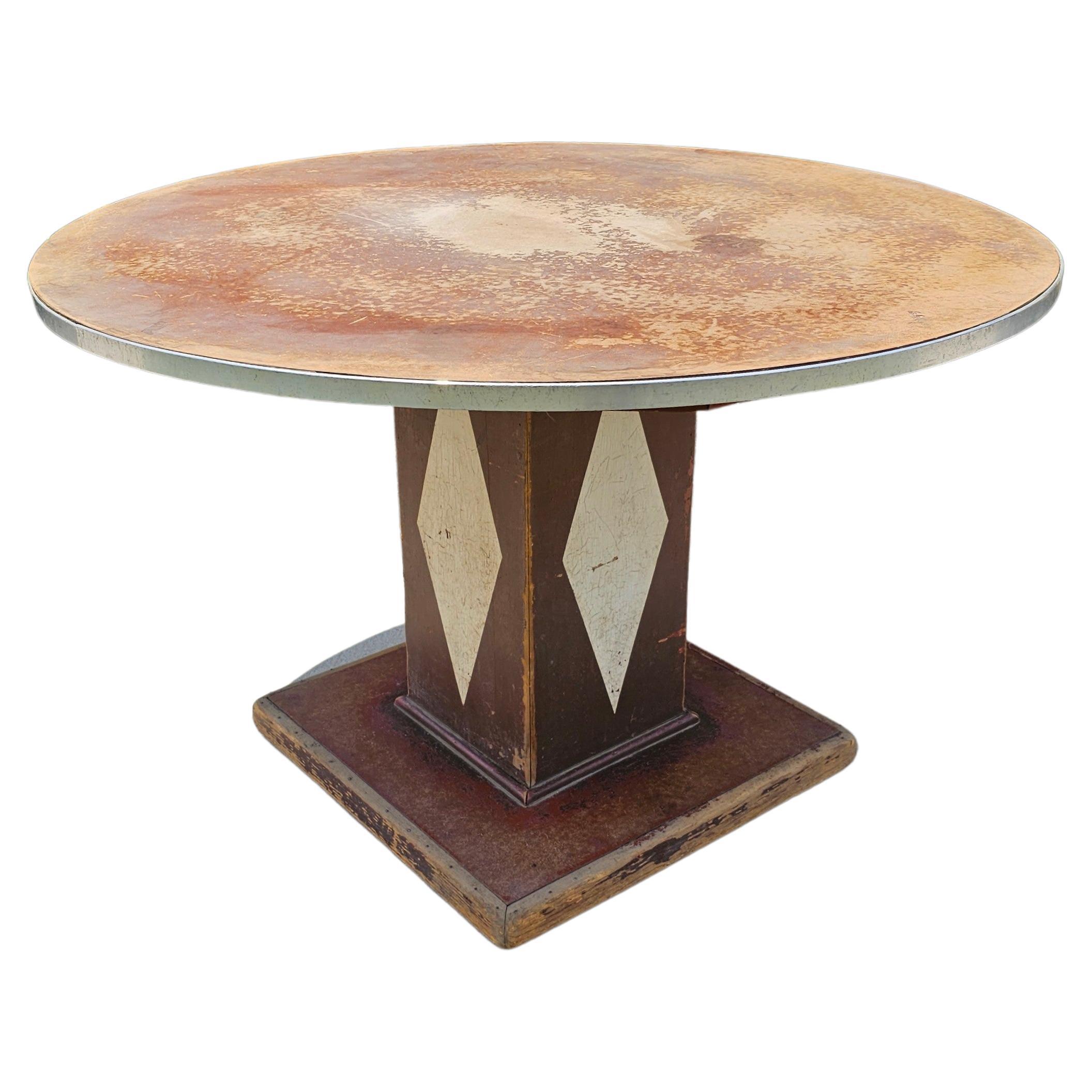 Industrial Art Deco Round Retail Store Display Table For Sale