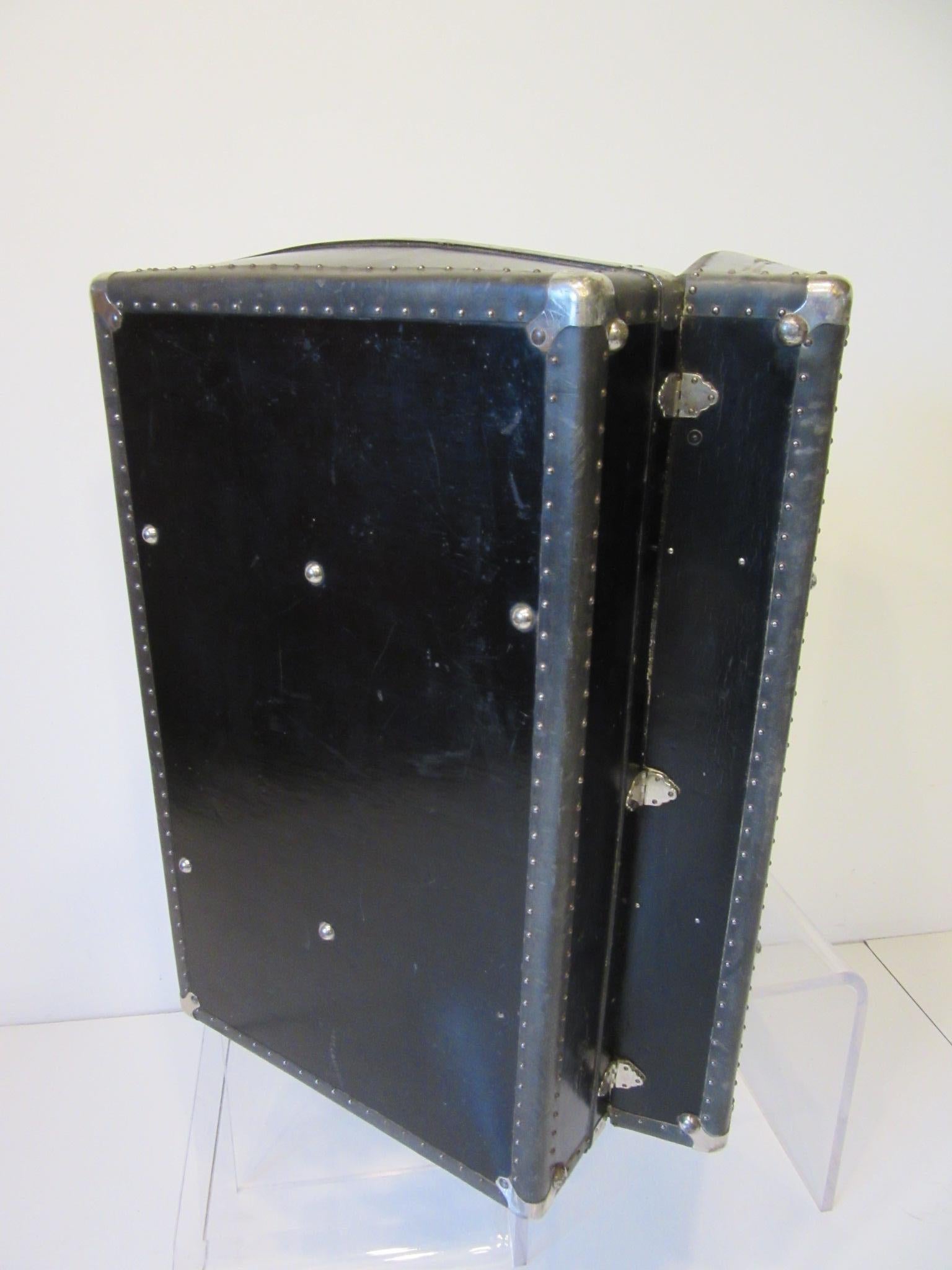 Industrial Art Deco Studded Trunk Suit Case For Sale 5