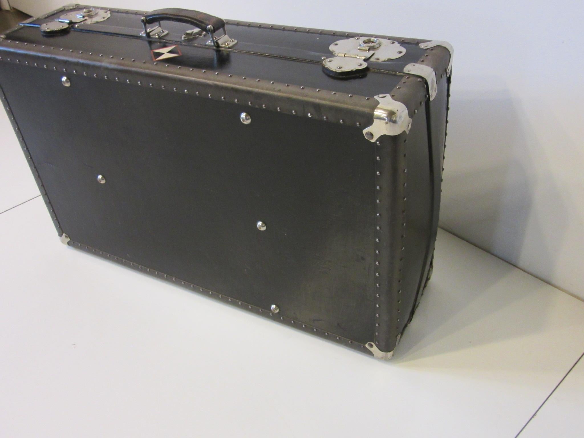 Unknown Industrial Art Deco Studded Trunk Suit Case For Sale