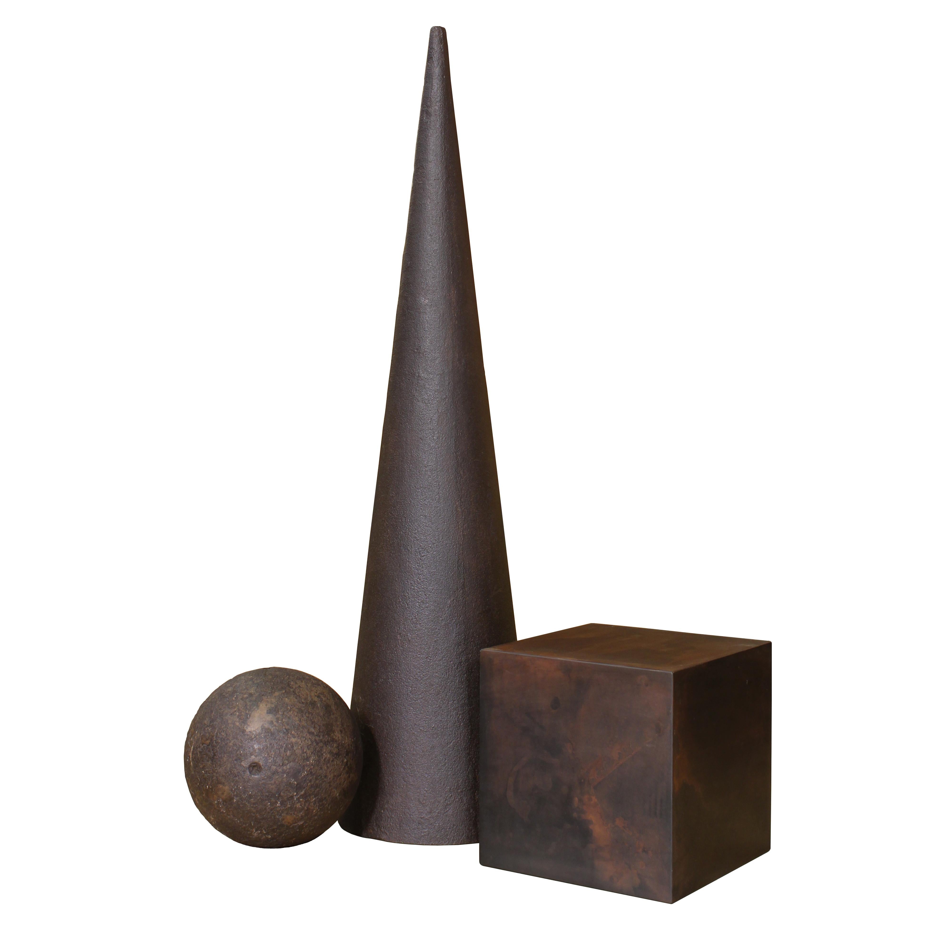 Industrial Art Sculpture 101, Cube, Sphere, Cone