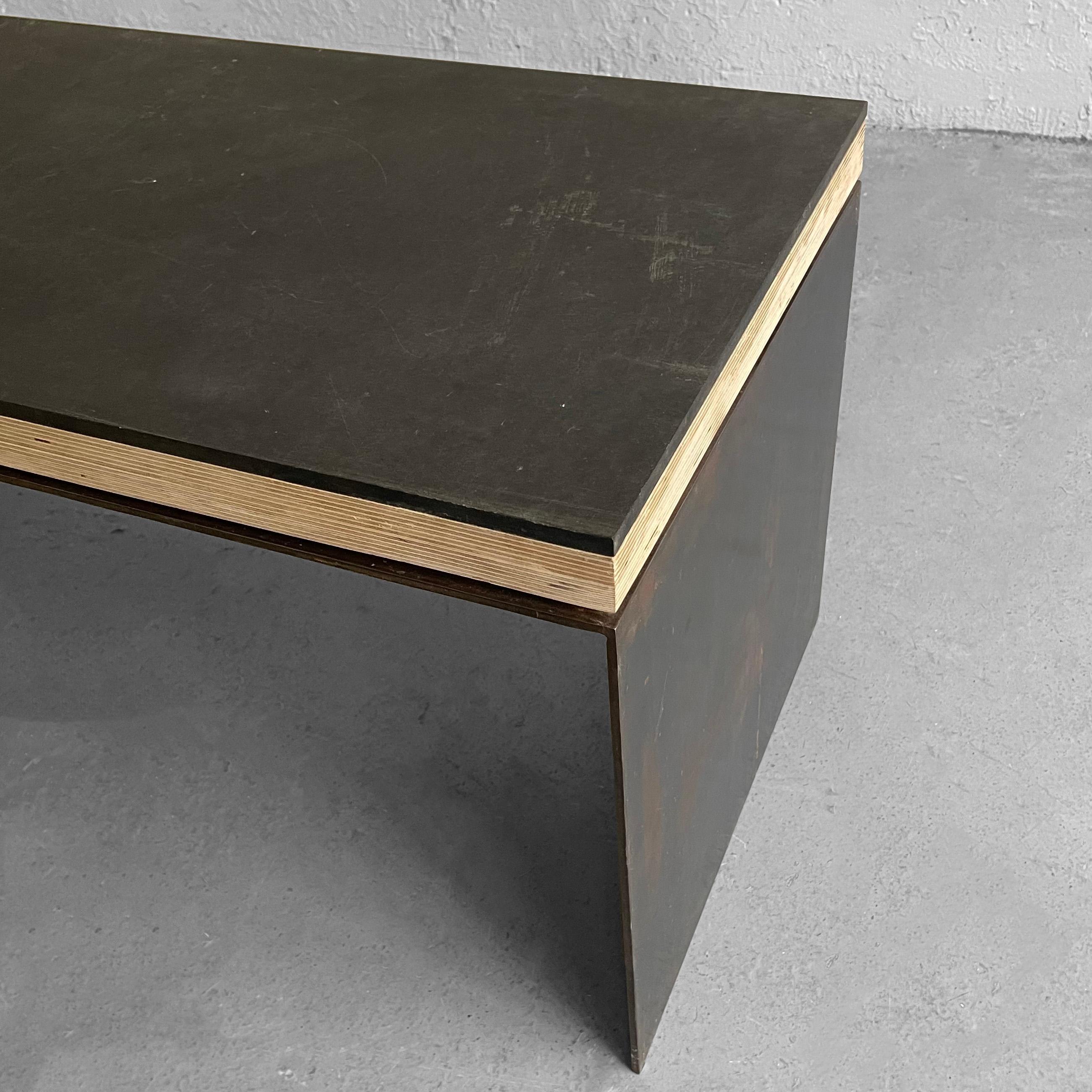 Industrial Artisan Custom Steel Coffee Table Bench For Sale 4