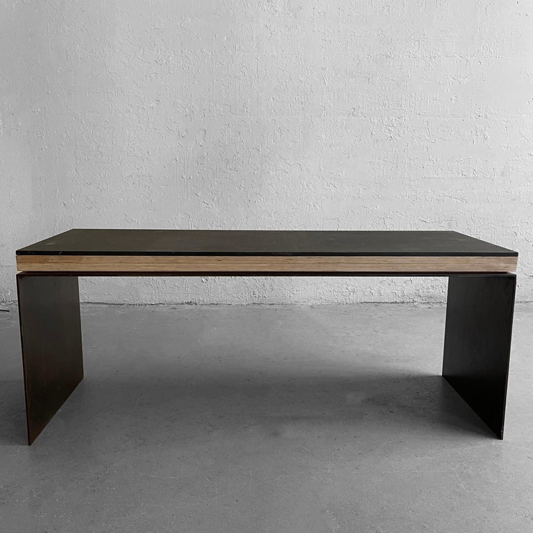 Industrial Artisan Custom Steel Coffee Table Bench For Sale at 1stDibs