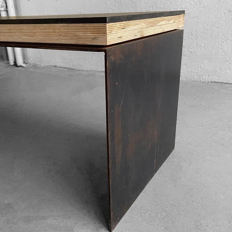 Industrial Artisan Custom Steel Coffee Table Bench For Sale at 1stDibs