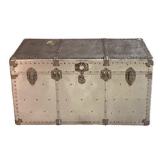 Vintage Industrial Aviation Aluminium Travel Trunk Coffee Table, circa 1940