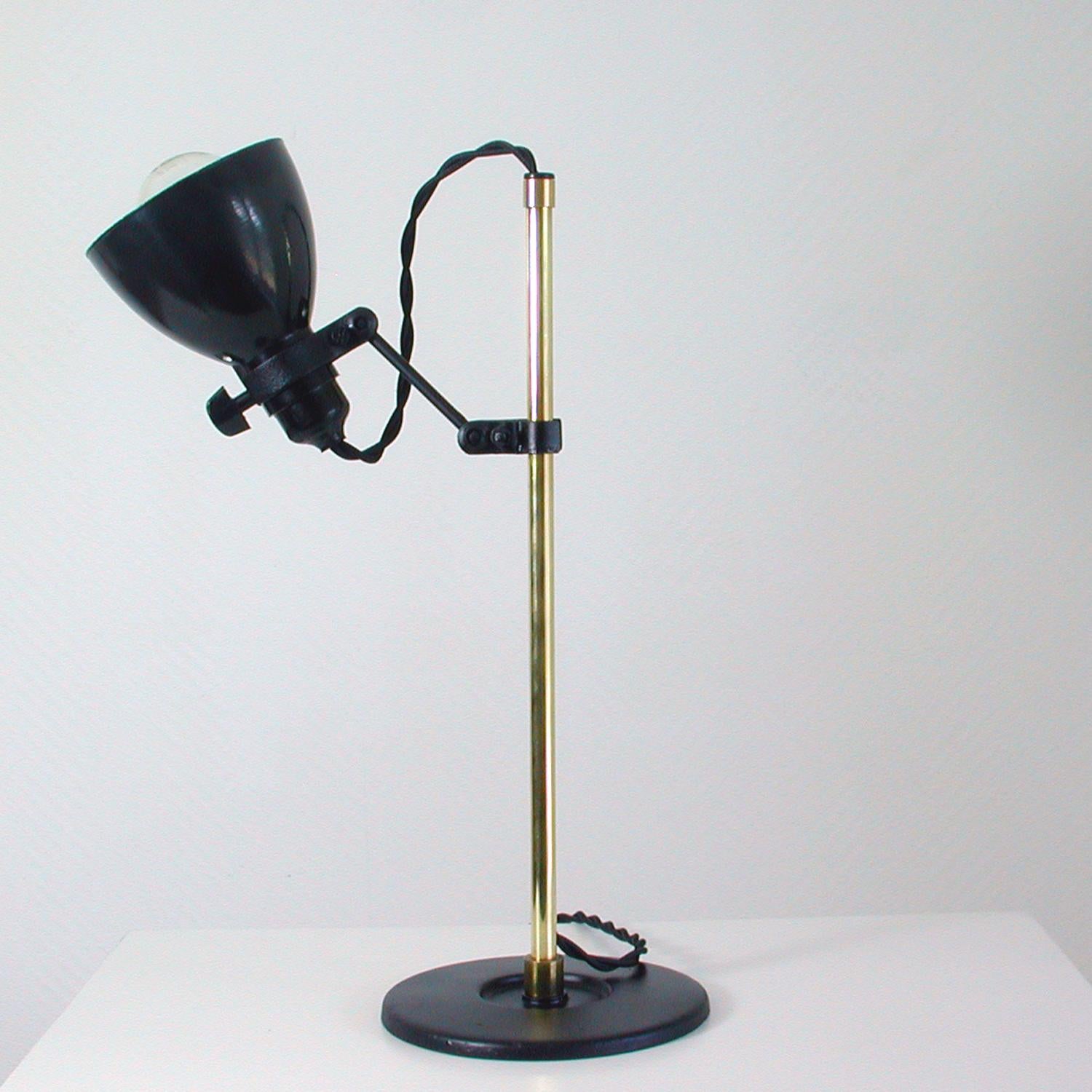Industrial Bakelite and Brass Table Lamp, Germany, 1950s 1