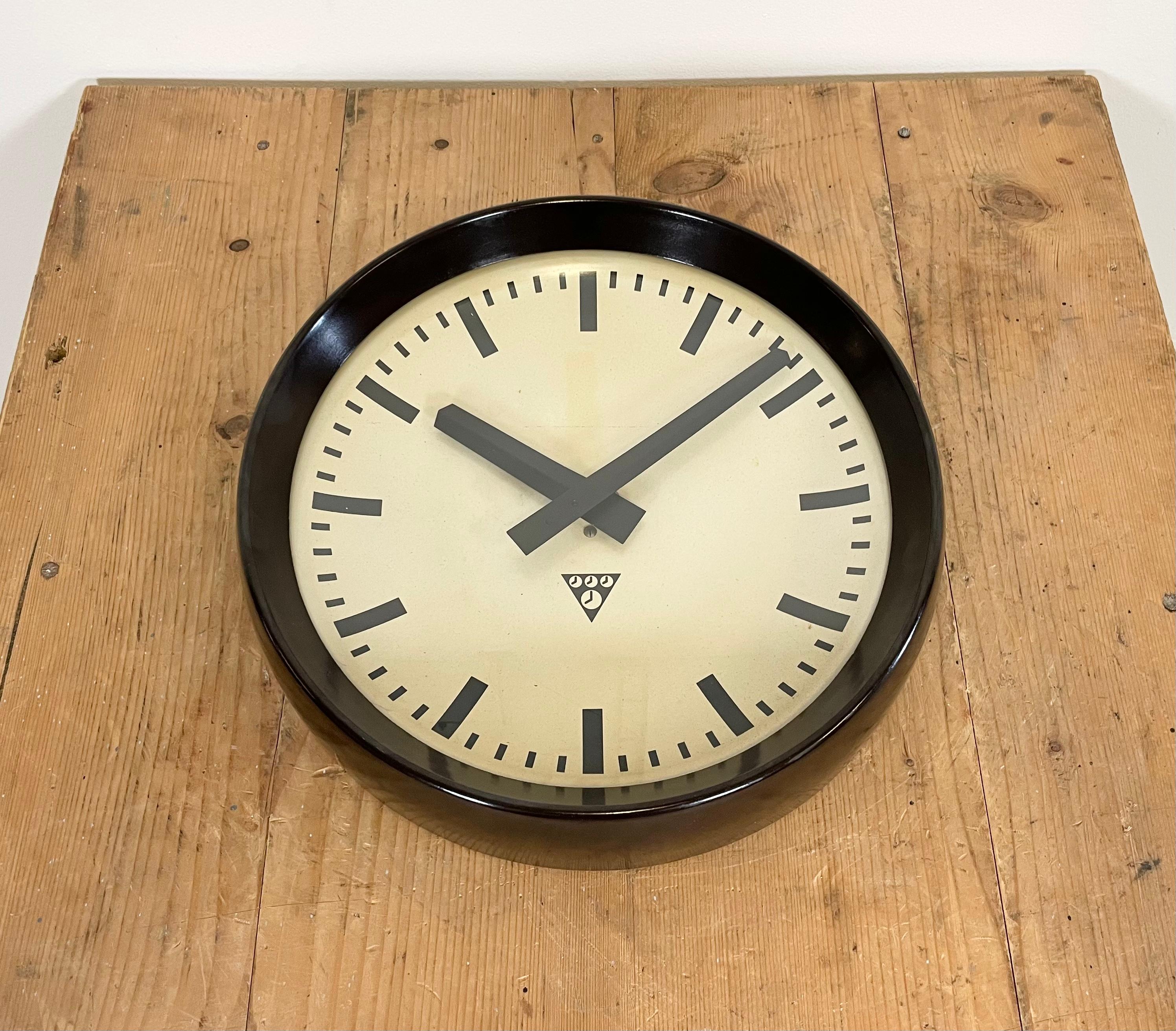 20th Century Industrial Bakelite Factory Wall Clock from Pragotron, 1960s