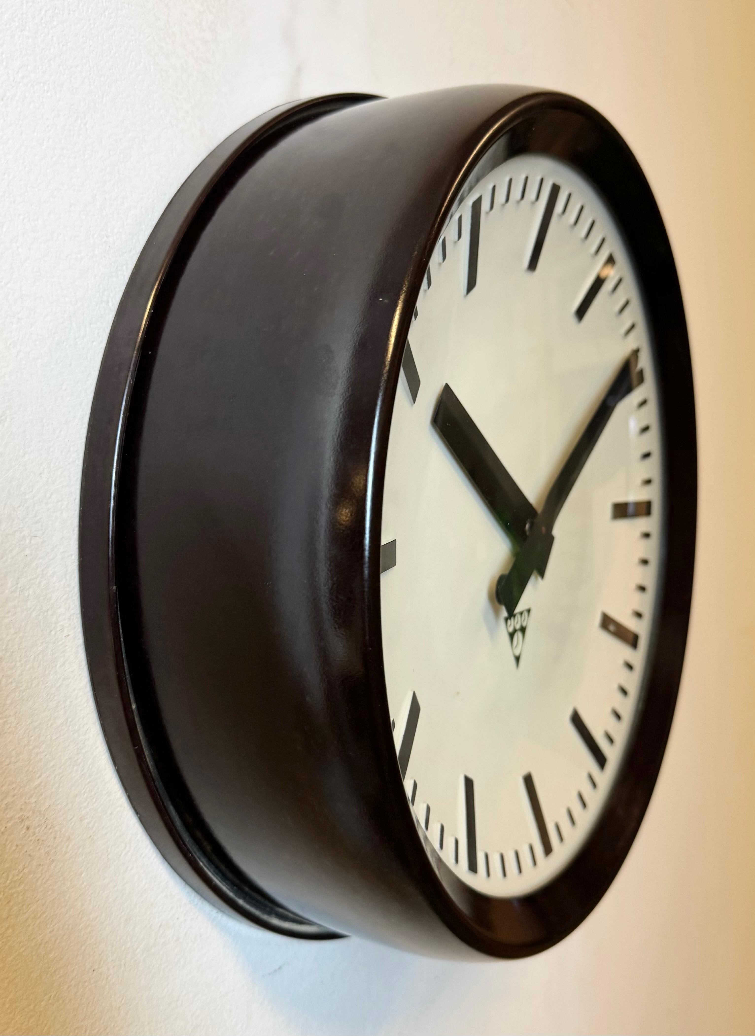 20th Century Industrial Bakelite Factory Wall Clock from Pragotron, 1960s For Sale