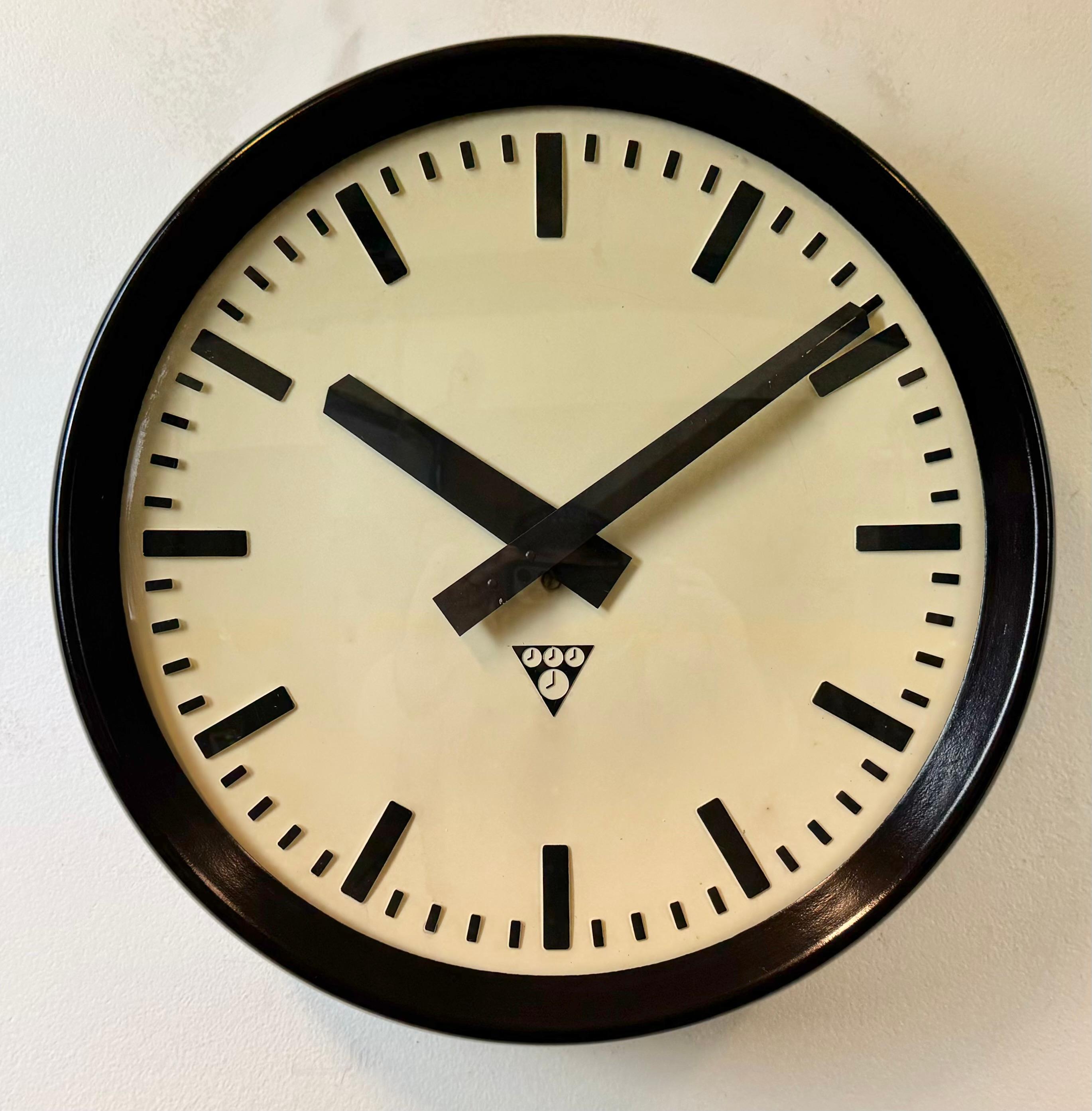 20th Century Industrial Bakelite Factory Wall Clock from Pragotron, 1960s For Sale