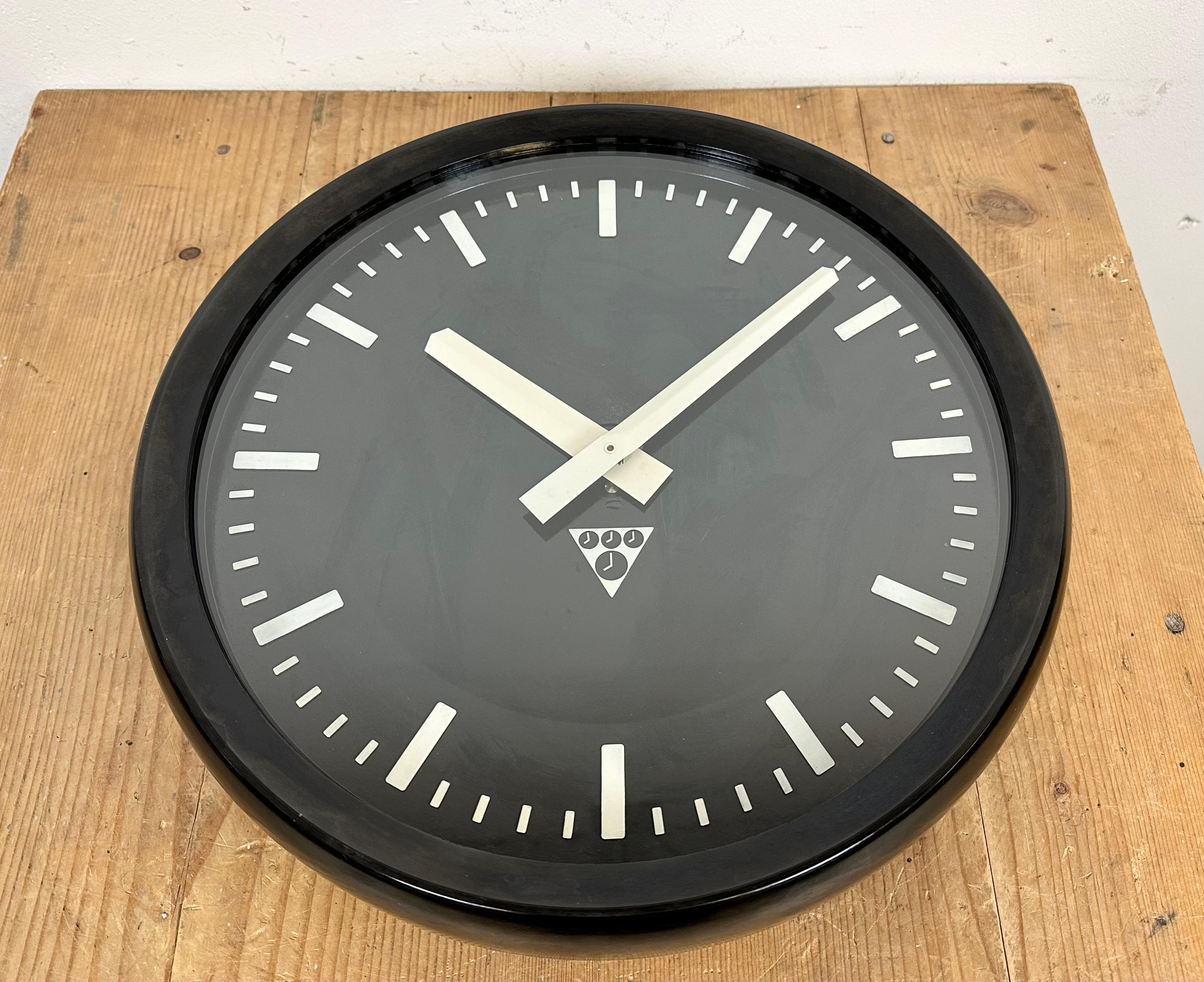 Late 20th Century Industrial Bakelite Factory Wall Clock from Pragotron, 1970s For Sale
