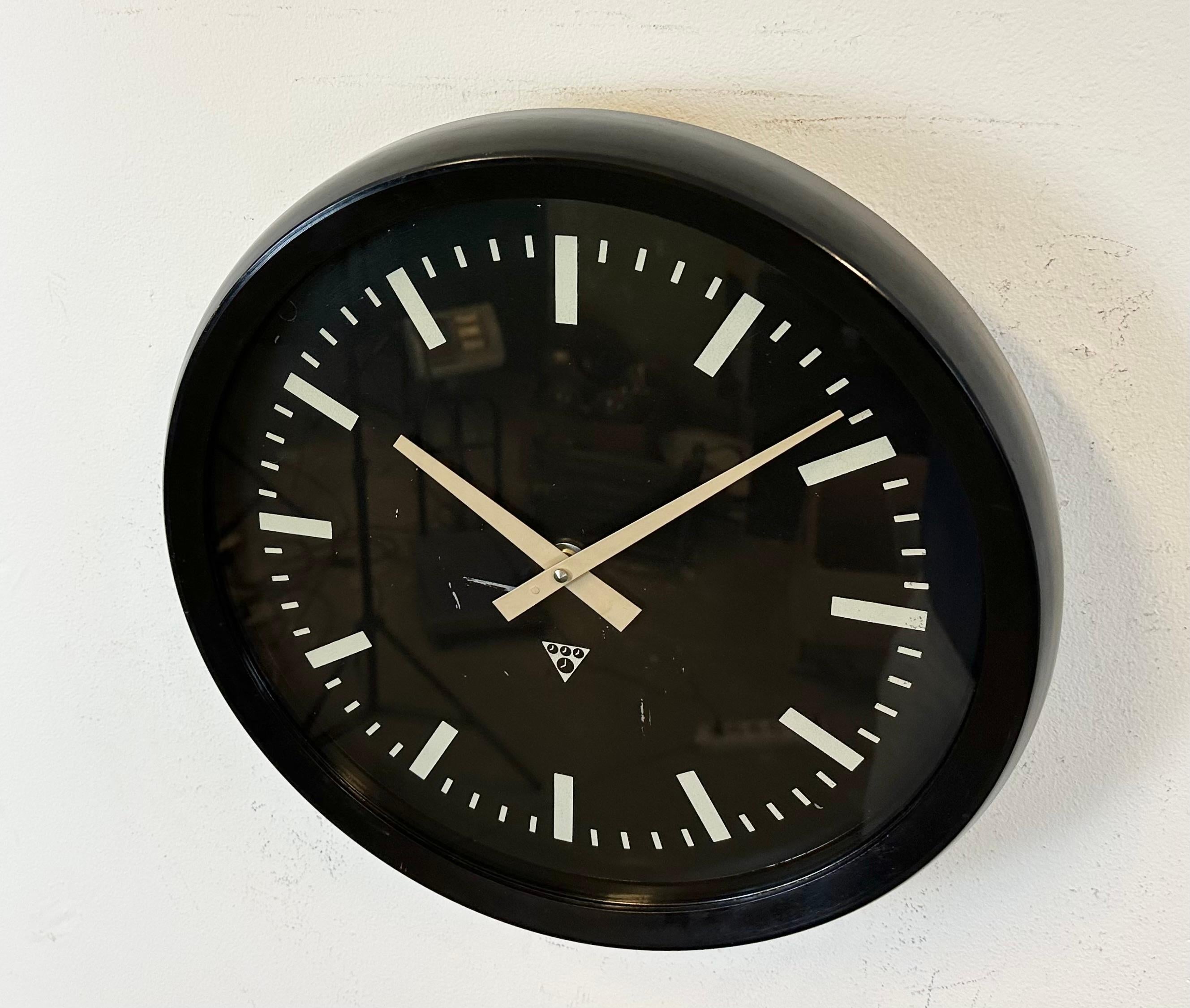 Late 20th Century Industrial Bakelite Factory Wall Clock from Pragotron, 1970s For Sale