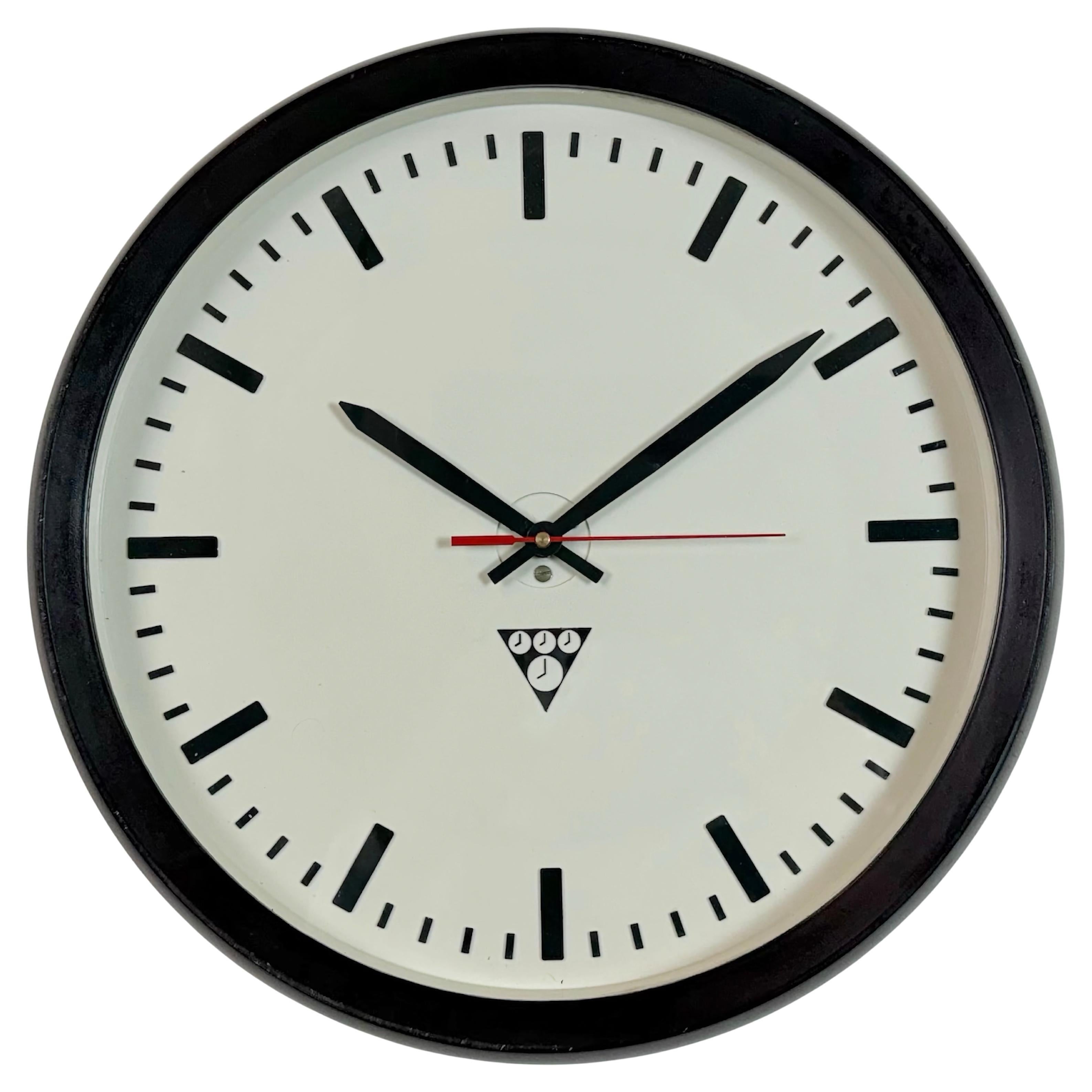 Industrial Bakelite Factory Wall Clock from Pragotron, 1970s