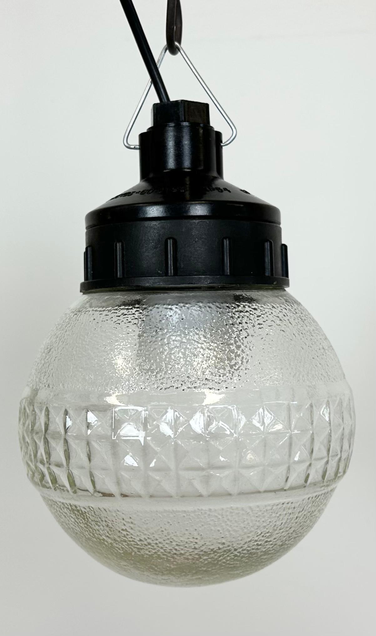 Russian Industrial Bakelite Pendant Light with Frosted Glass, 1970s For Sale