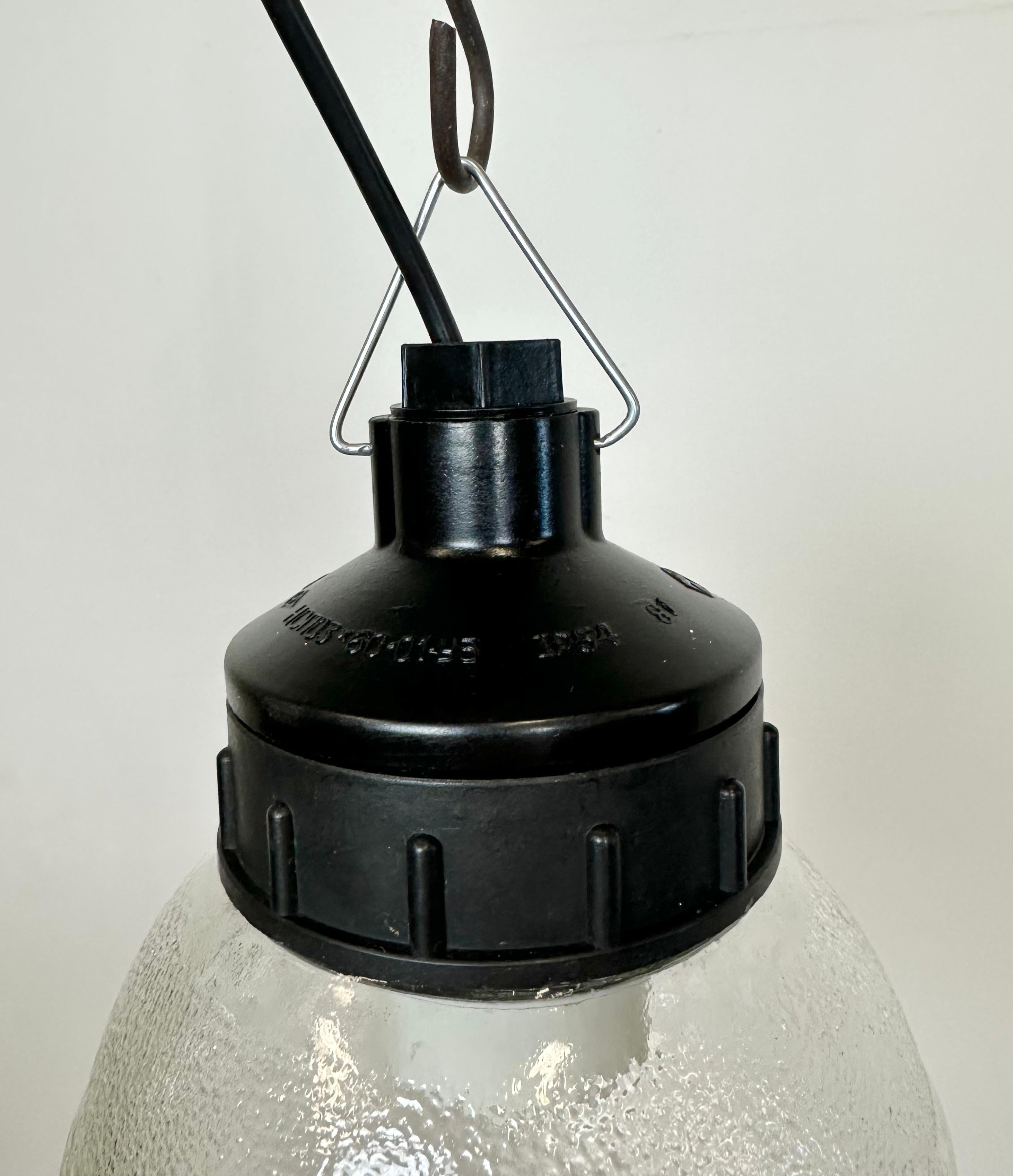 Late 20th Century Industrial Bakelite Pendant Light with Frosted Glass, 1970s For Sale