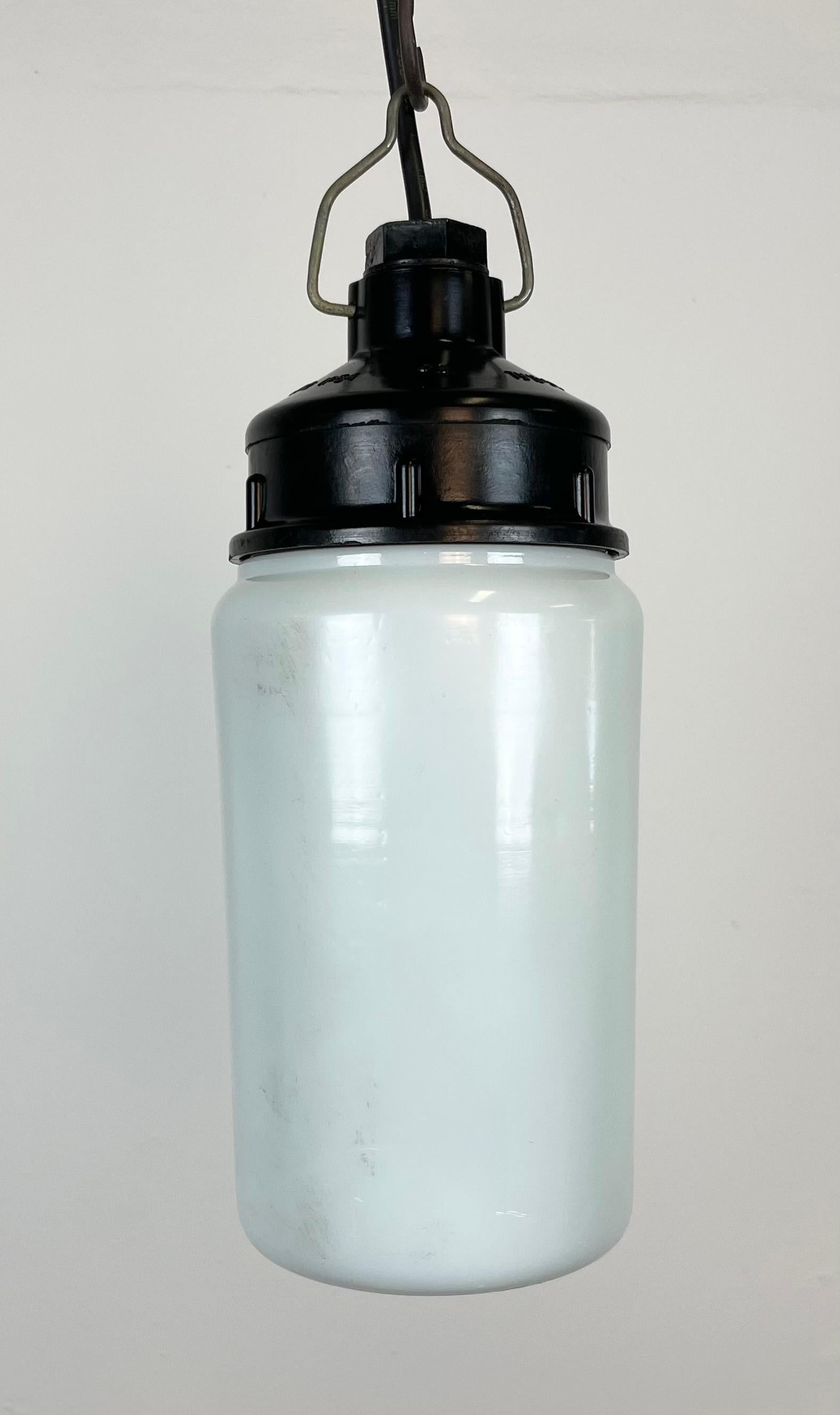 Russian Industrial Bakelite Pendant Light with Milk Glass, 1970s For Sale