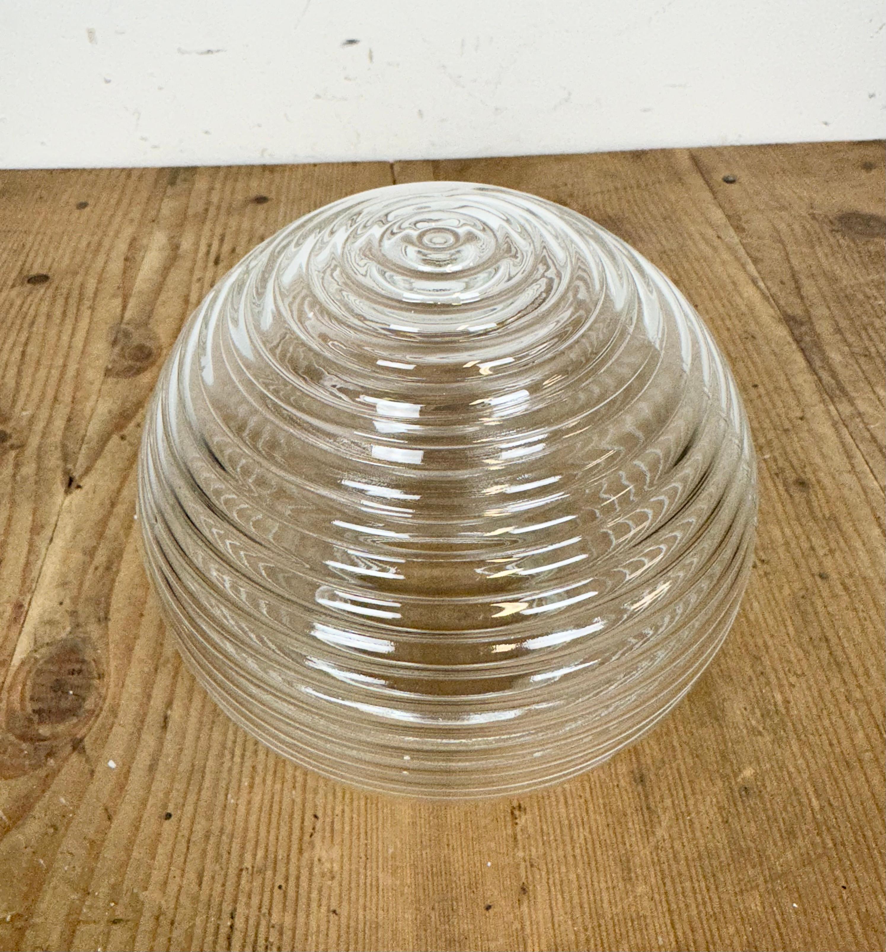 Industrial Bakelite Pendant Light with Ribbed Glass, 1970s For Sale 5