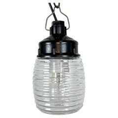 Industrial Bakelite Pendant Light with Stripped Glass, 1970s