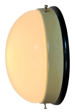 Industrial Bakelite Wall or Ceiling Light with Milk Glass, 1950s