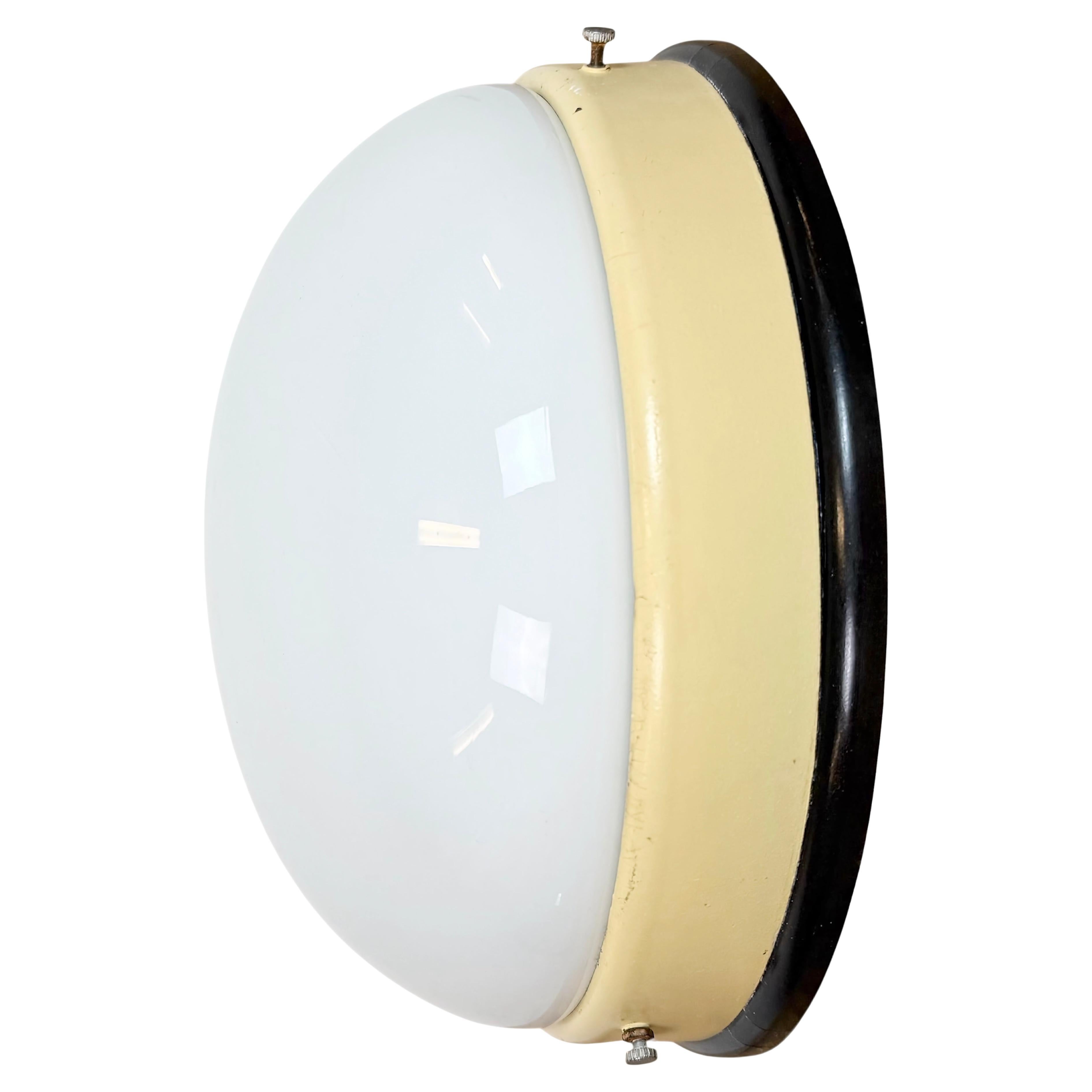Industrial Bakelite Wall or Ceiling Light with Milk Glass, 1950s