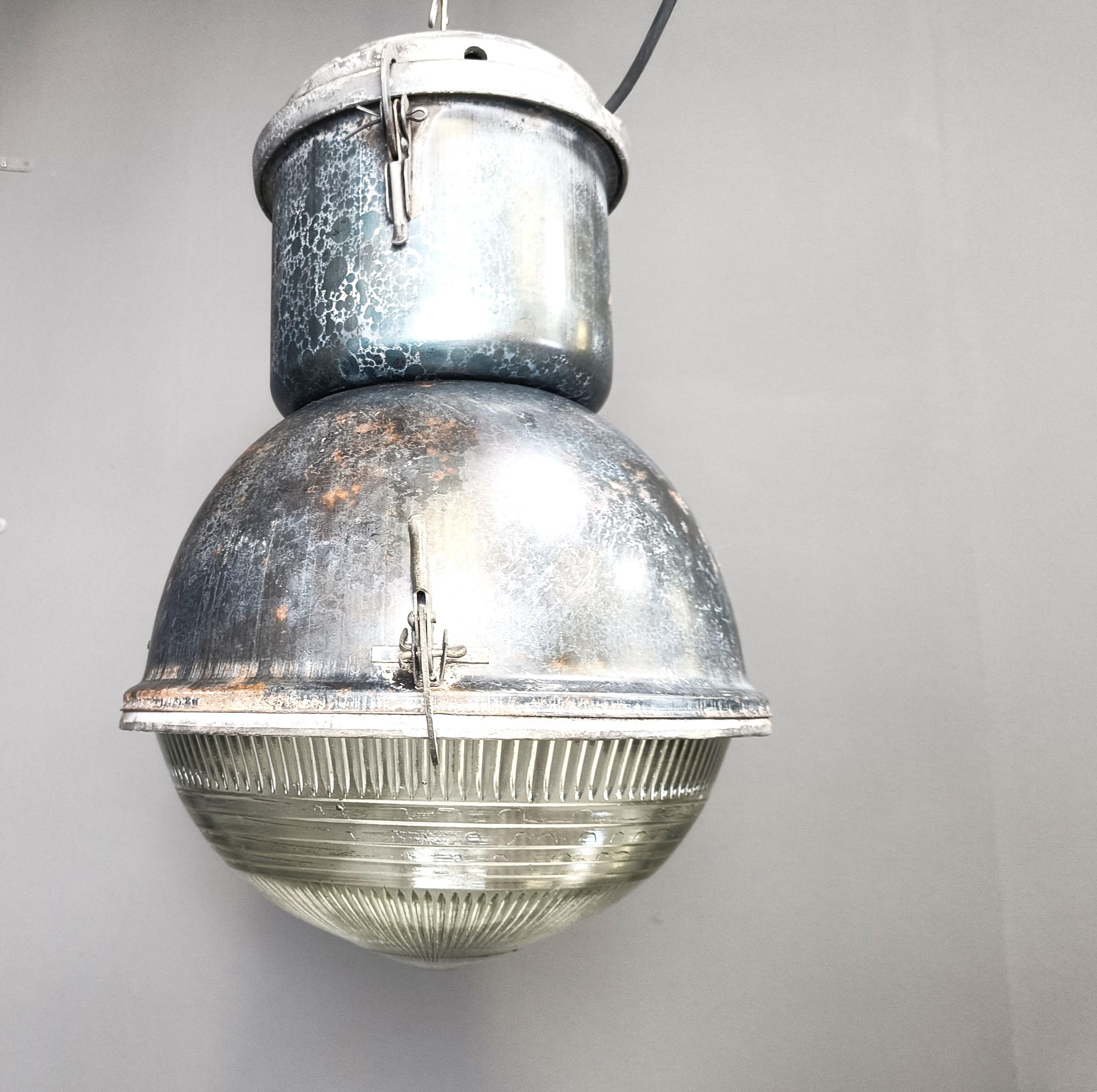 Metal Industrial 'Ball' Lamps with Glass, 1930s