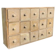 Antique Industrial Bank of Pine Drawers