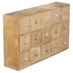 Antique Industrial Bank of Pine Drawers