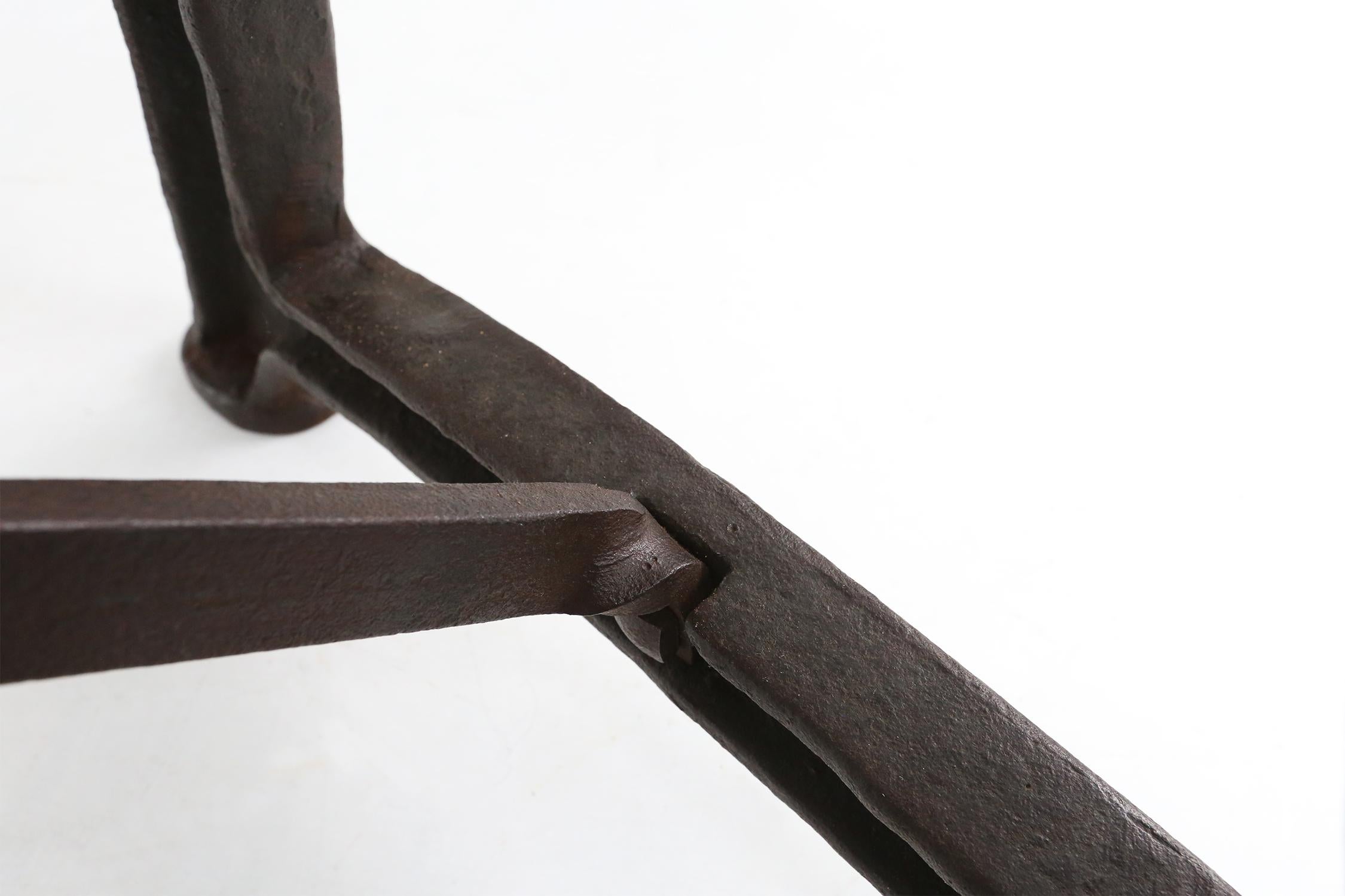 Industrial bar/bistro table with cast iron legs and wooden top, Belgium ca. 1920 2