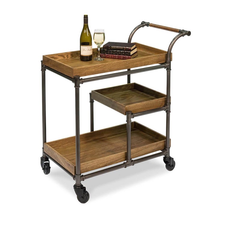Asian Industrial Bar Cart Trolley For Sale