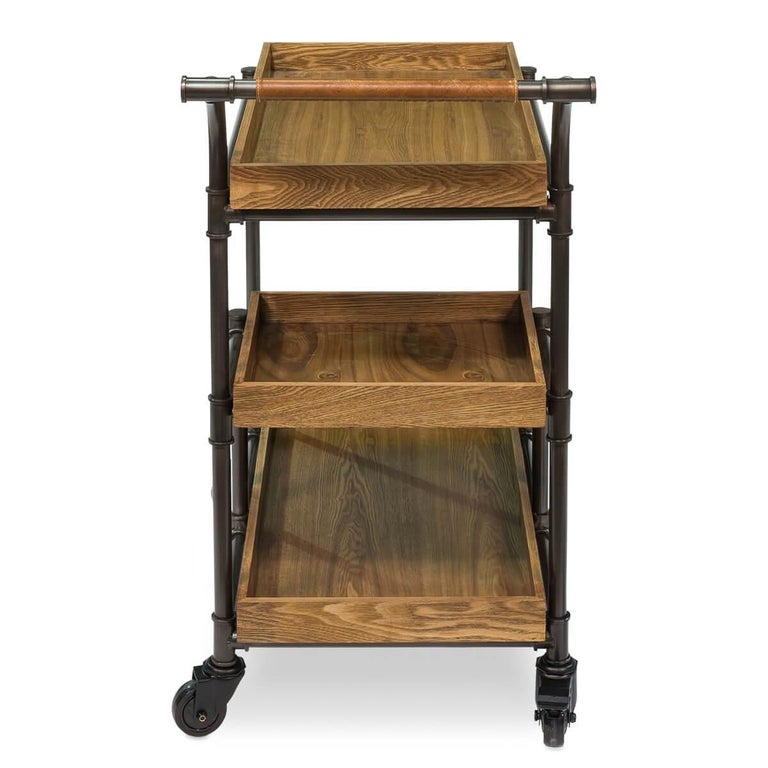 Contemporary Industrial Bar Cart Trolley For Sale