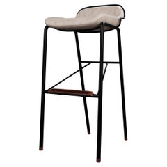 Industrial Bar Stool DUV Cream leather handcrafted by Murmurio