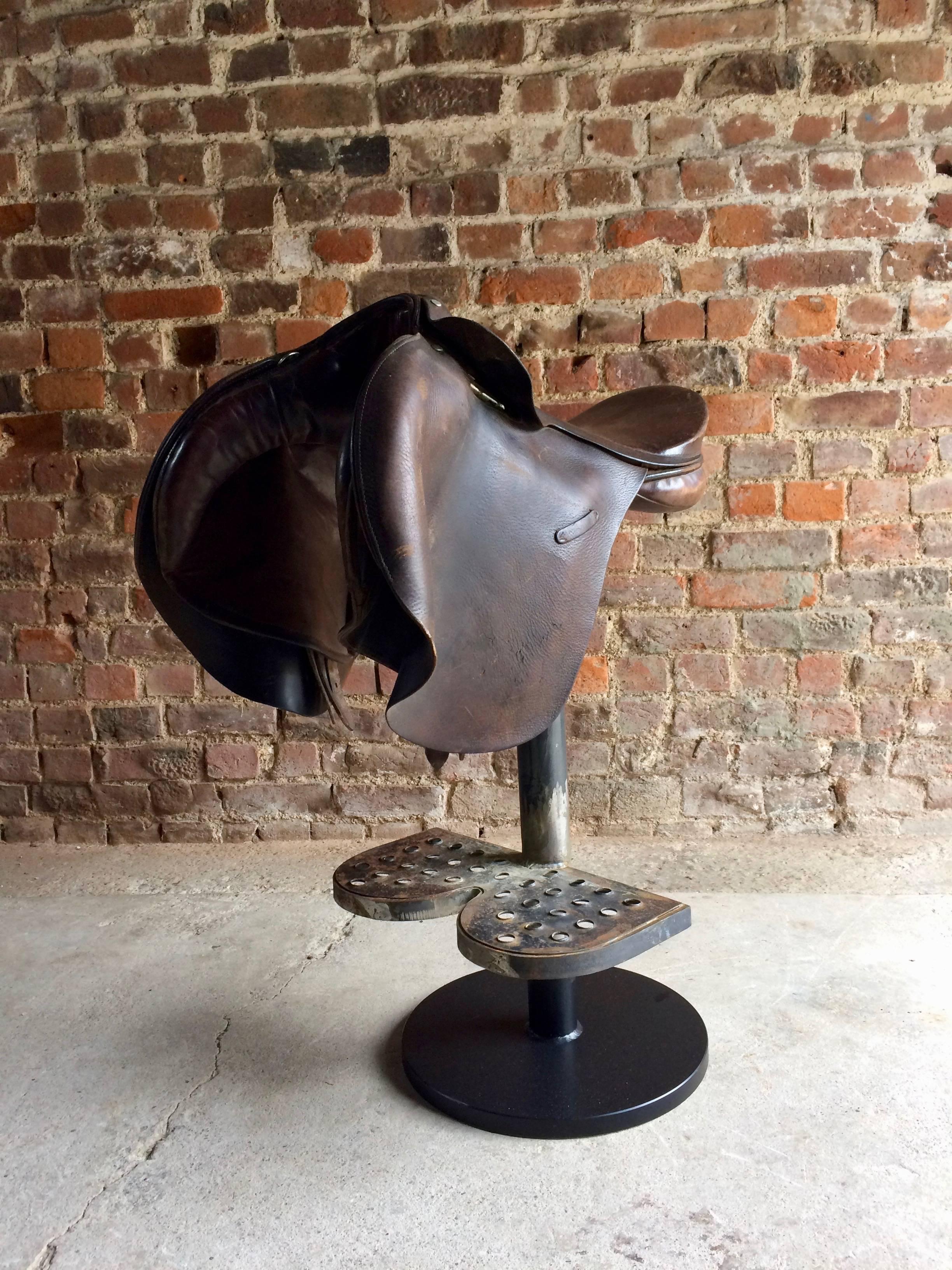 Industrial Bar Stool Horse Saddle Equestrian Interest Loft Design