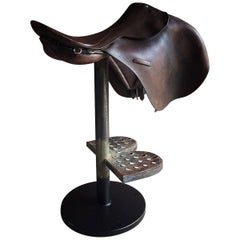 Industrial Bar Stool Horse Saddle Equestrian Interest Loft Design