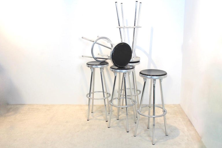 Lot De 4 Tabourets De Bar Aluminium Indecasa Design Joan Casas - Espagne - Contemporain