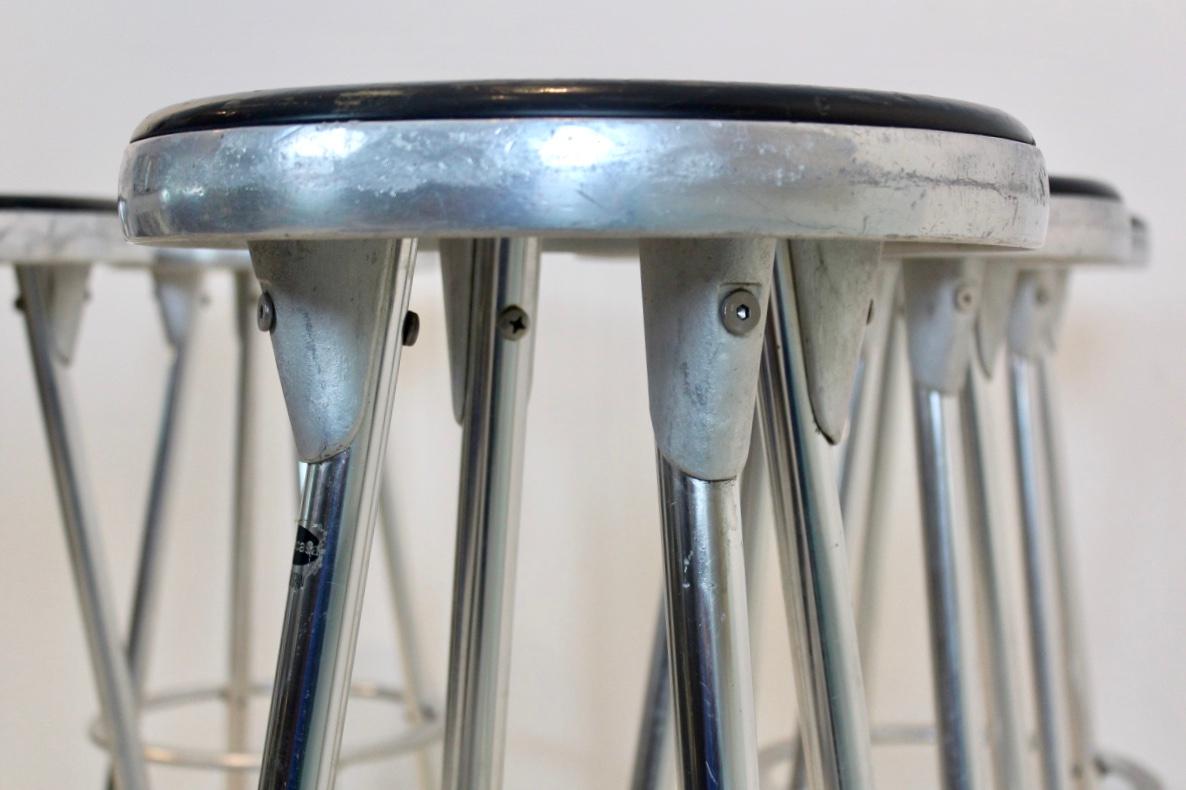Mid-Century Modern Industrial Bar Stools in Aluminum by Joan Casas I Ortinez for Indecasa, Spain