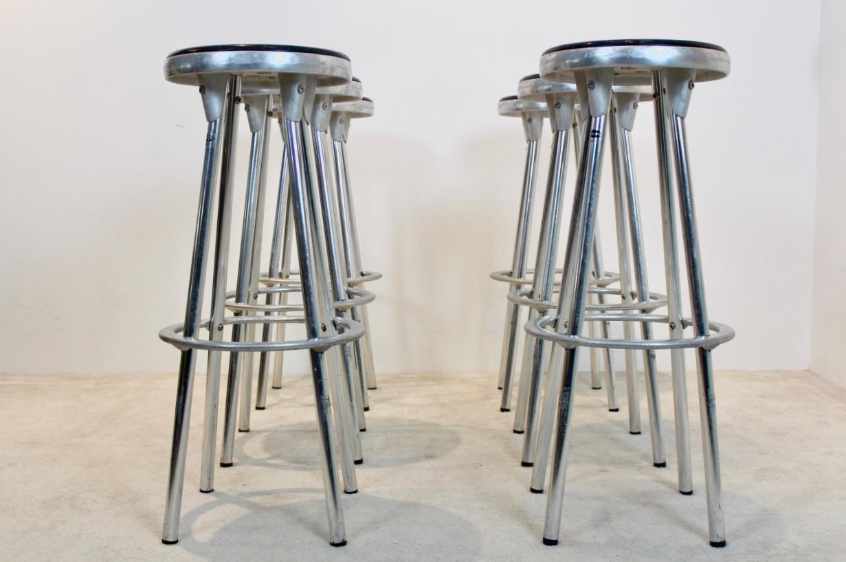 Spanish Industrial Bar Stools in Aluminum by Joan Casas I Ortinez for Indecasa, Spain