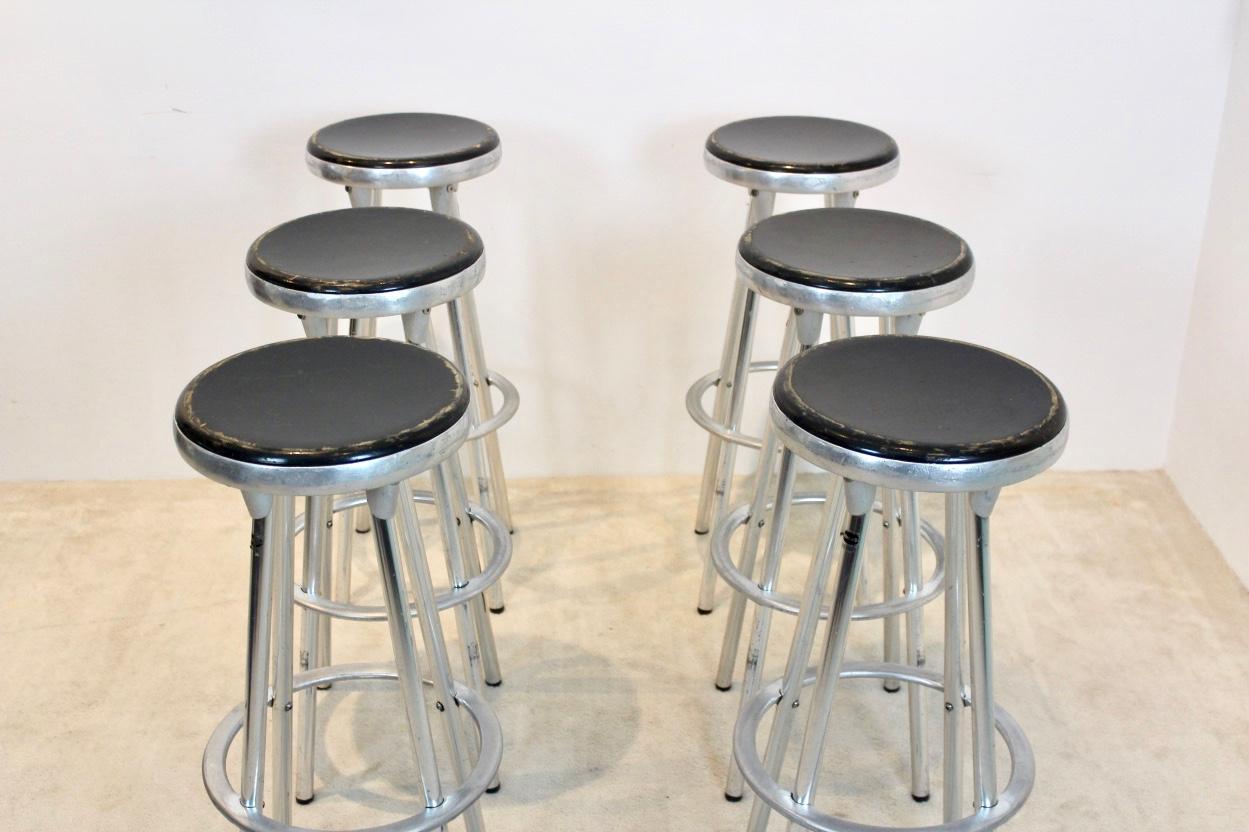 Industrial Bar Stools in Aluminum by Joan Casas I Ortinez for Indecasa, Spain In Good Condition In Voorburg, NL